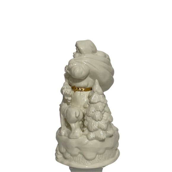 Vintage Trim A Home Porcelain Santa Figure With Deer & Tree Accents Christmas - Picture 3 of 6